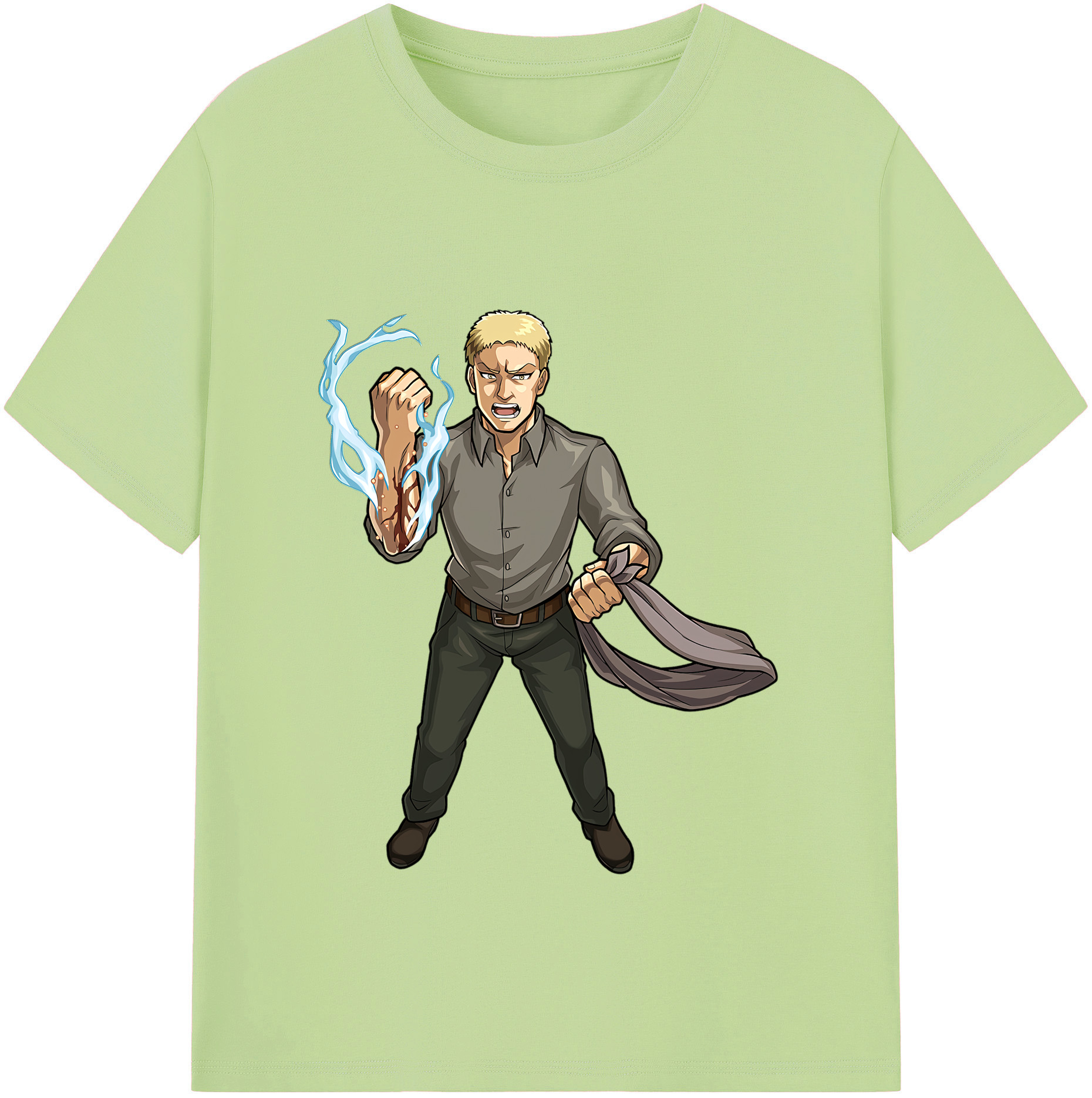 （画像用） 進撃の巨人 ライナー・ブラウン Attack on Titan Reiner Braun 綿100％半袖Tシャツ（フロントプリント）